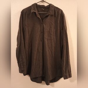 Eddie Bauer Women's 100% Cotton Gray Long Sleeve Flannel Shirt T2XL Tall